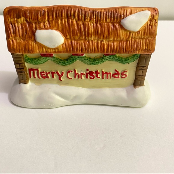 LEMAX 1991 Dickensvale Collectibles Porcelain MERRY CHRISTMAS Village Sign - Picture 4 of 11